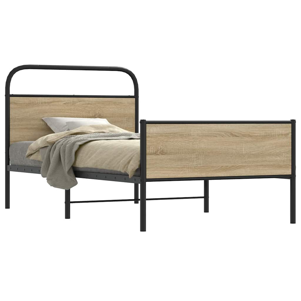 Cadre de lit sans matelas 107x203 cm chêne sonoma