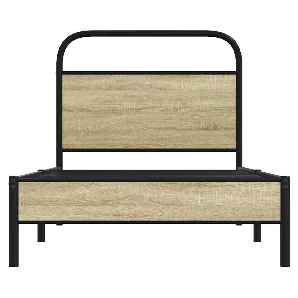 Cadre de lit sans matelas 75x190cm chêne sonoma bois ingénierie