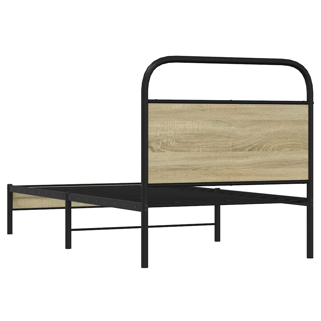 Cadre de lit sans matelas 75x190cm chêne sonoma bois ingénierie