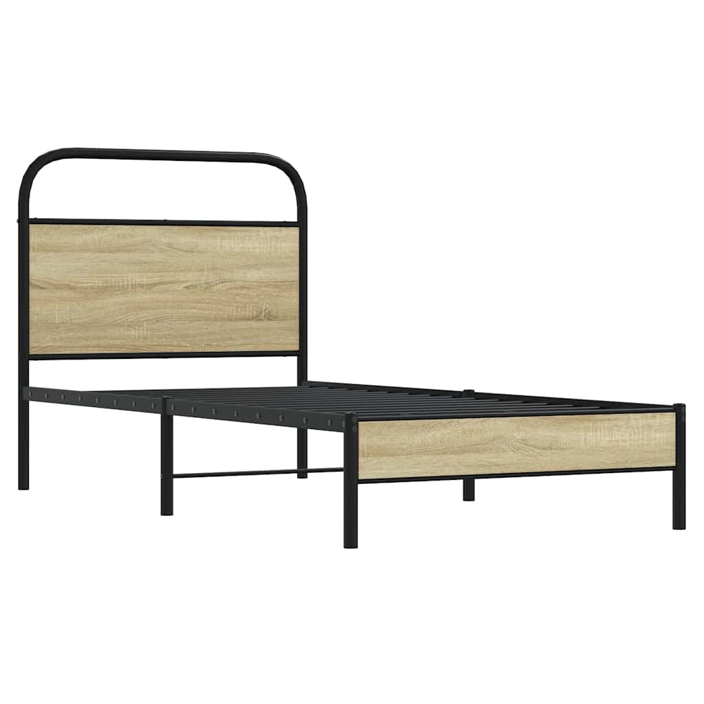 Cadre de lit sans matelas 80x200cm chêne sonoma bois ingénierie