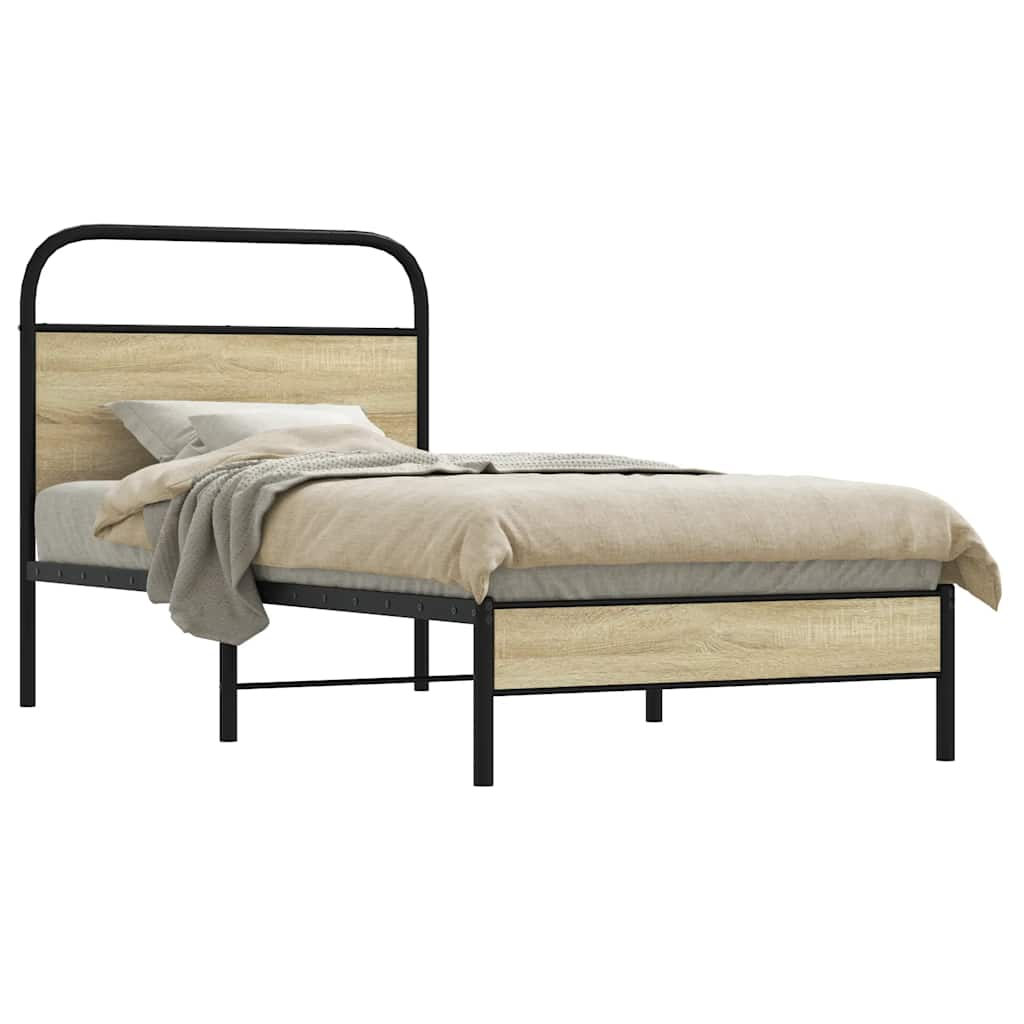 Cadre de lit sans matelas 80x200cm chêne sonoma bois ingénierie