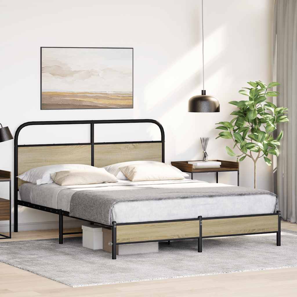 Cadre de lit sans matelas 150x200 cm chêne sonoma