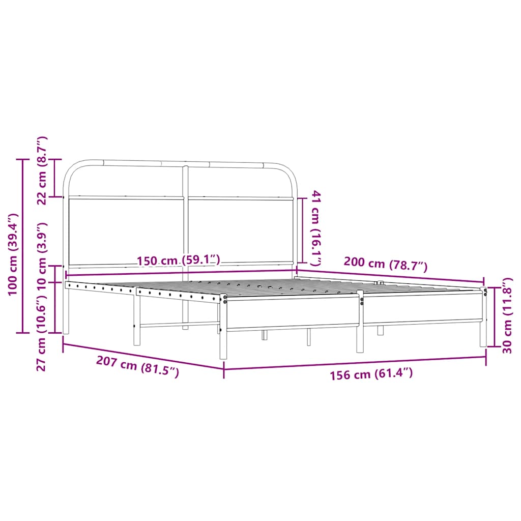 Cadre de lit sans matelas 150x200 cm chêne sonoma