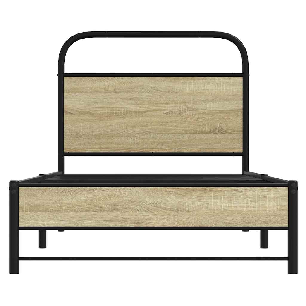 Bed frame without mattress 75x190cm sonoma oak engineered wood