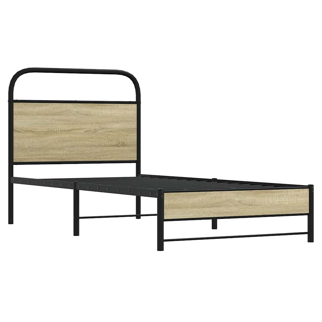 Cadre de lit sans matelas 80x200cm chêne sonoma bois ingénierie