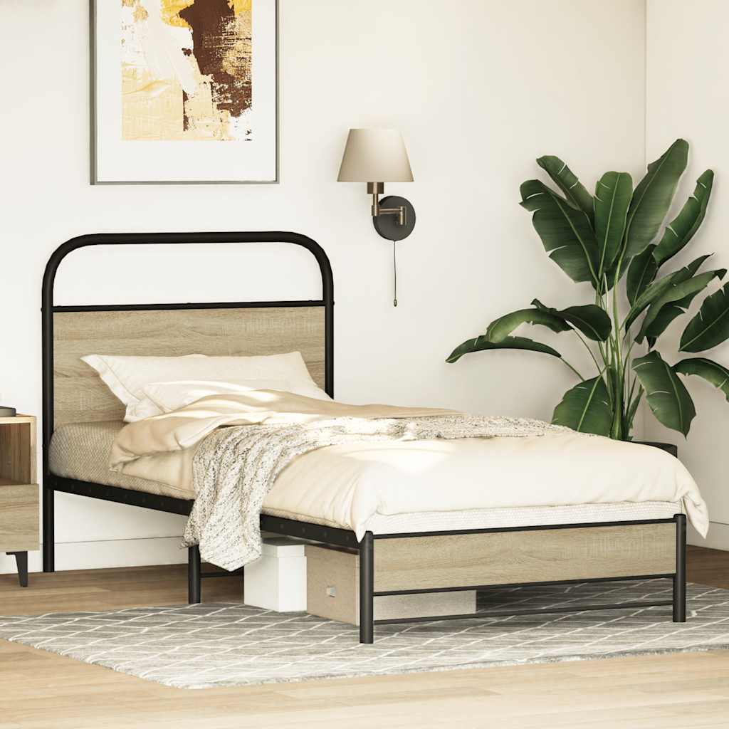 Cadre de lit sans matelas 80x200cm chêne sonoma bois ingénierie