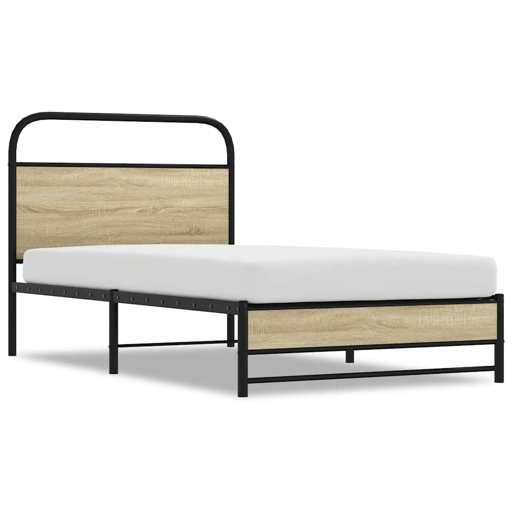 Cadre de lit sans matelas 90x190cm chêne sonoma bois ingénierie