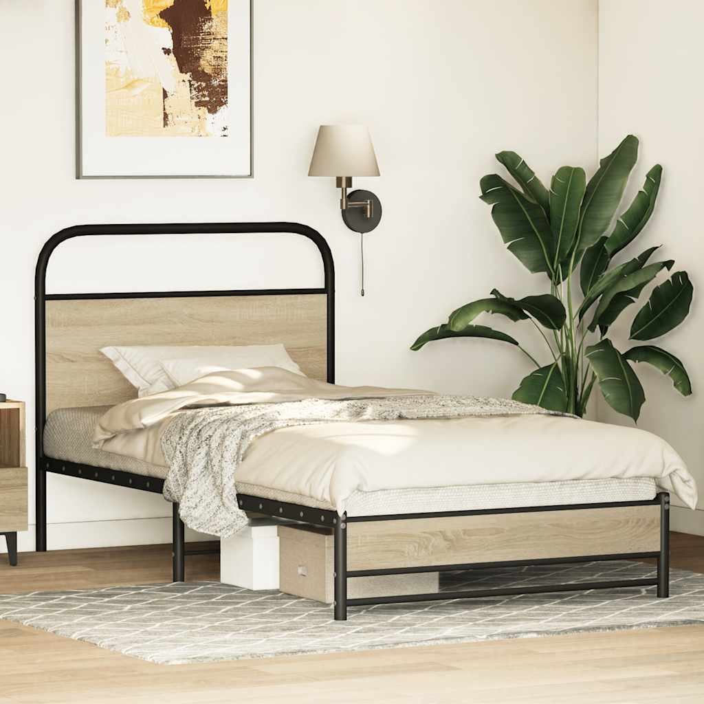 Bed frame without mattress 90x190cm sonoma oak engineered wood