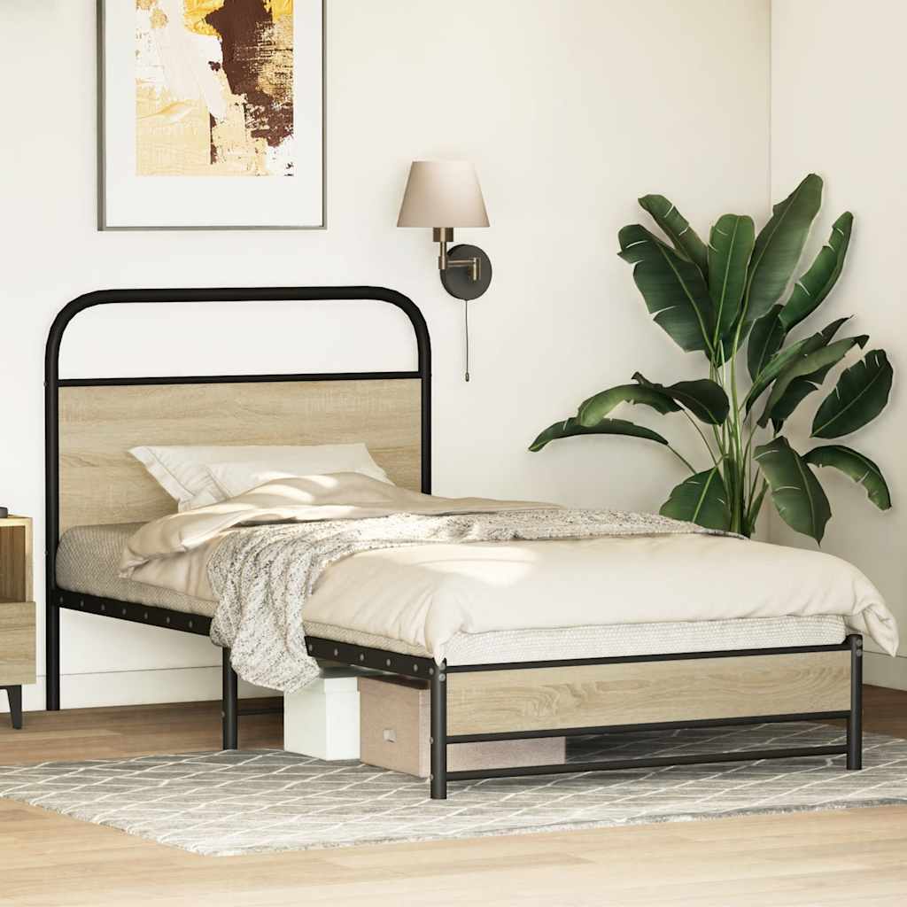 Cadre de lit sans matelas 107x203 cm chêne sonoma