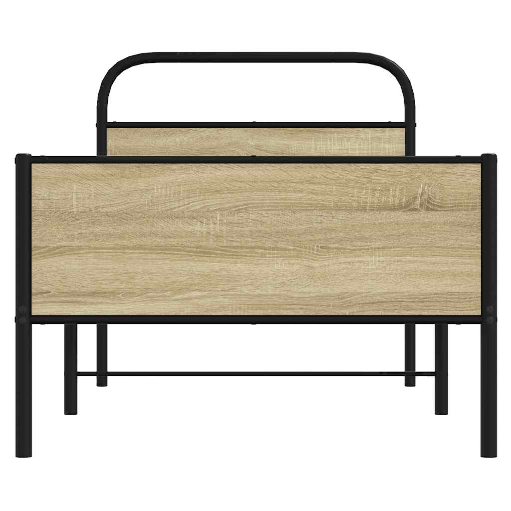 Cadre de lit sans matelas 75x190cm chêne sonoma bois ingénierie