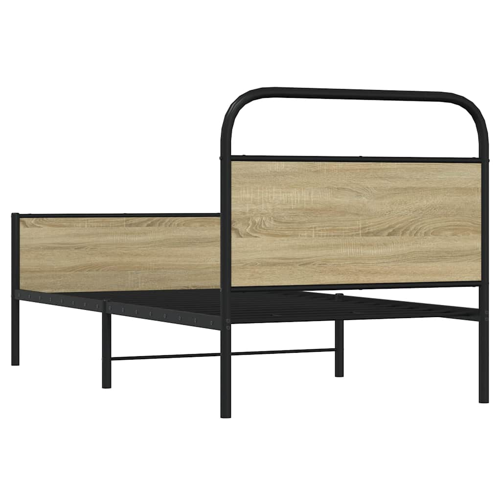 Cadre de lit sans matelas 75x190cm chêne sonoma bois ingénierie