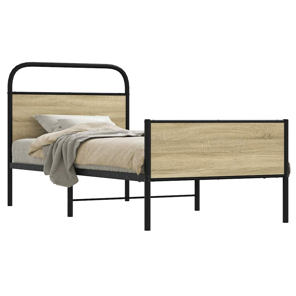 Cadre de lit sans matelas 75x190cm chêne sonoma bois ingénierie