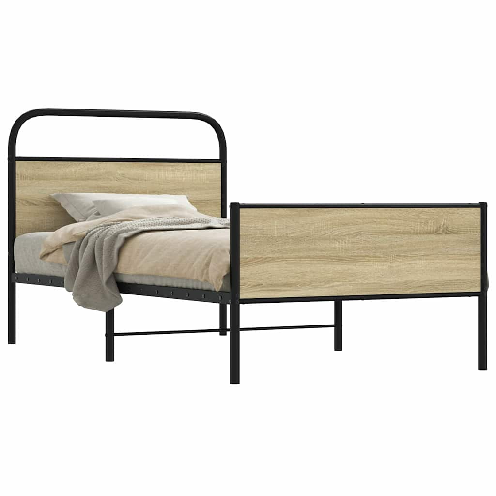 Cadre de lit sans matelas 90x190cm chêne sonoma bois ingénierie