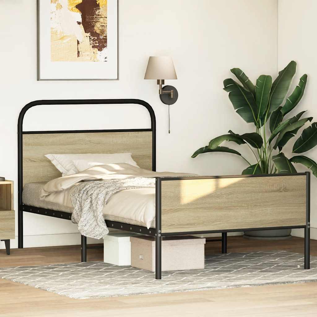 Cadre de lit sans matelas 107x203 cm chêne sonoma