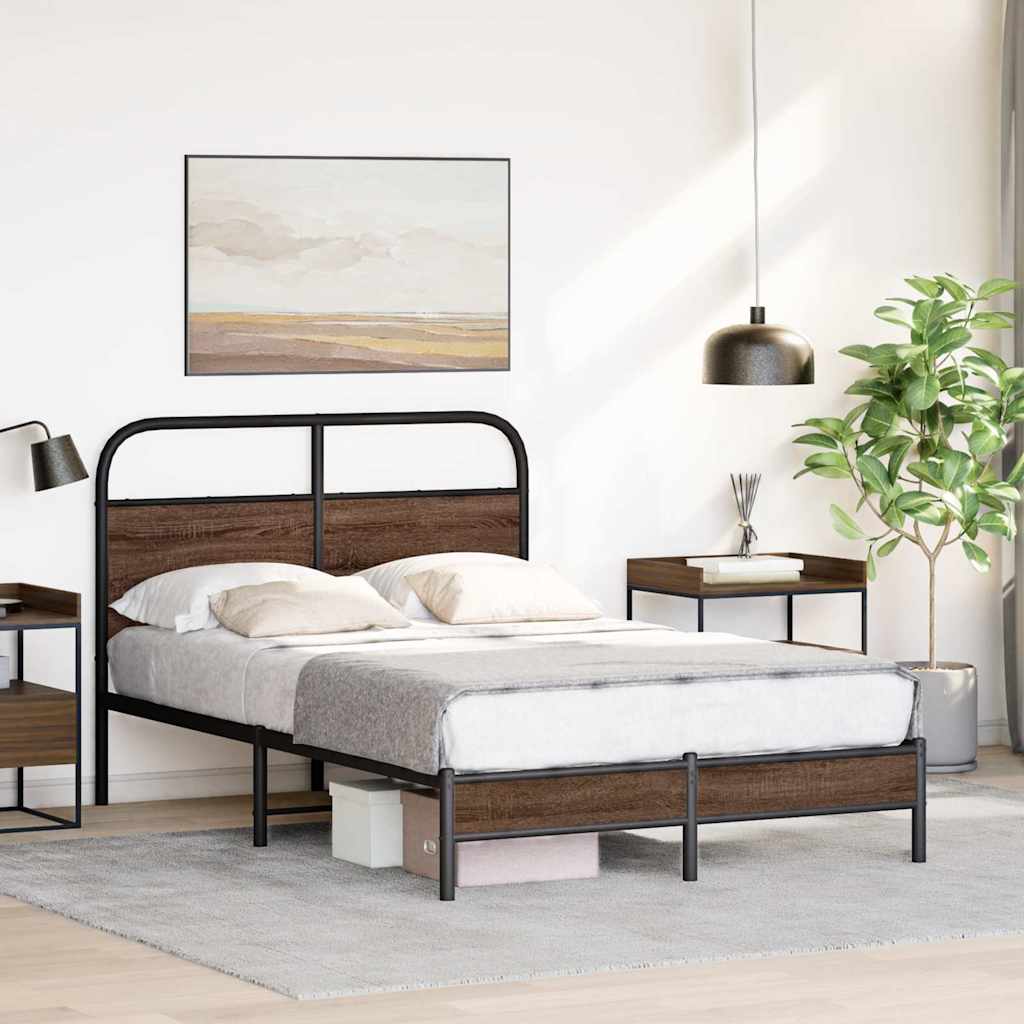 Bed frame without mattress 140x190 cm brown oak