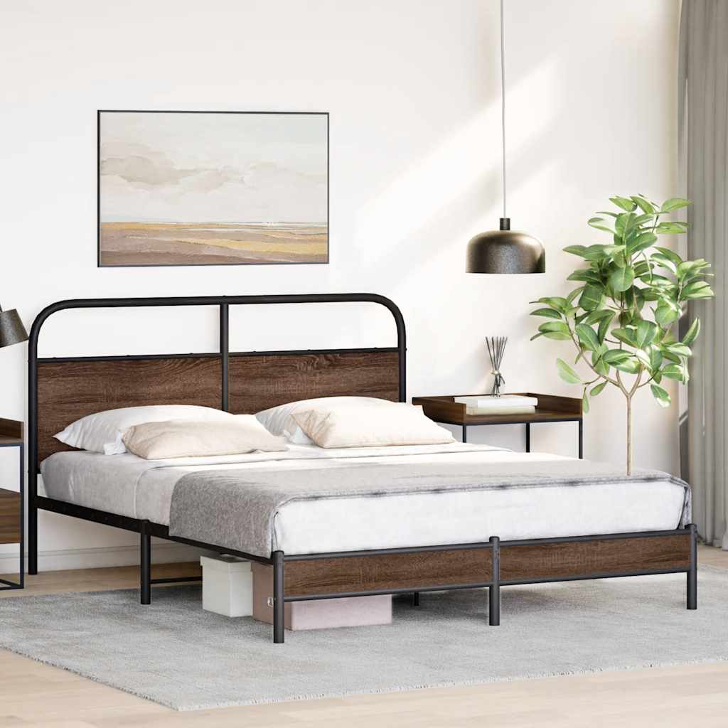 Cadre de lit sans matelas 150x200 cm chêne marron