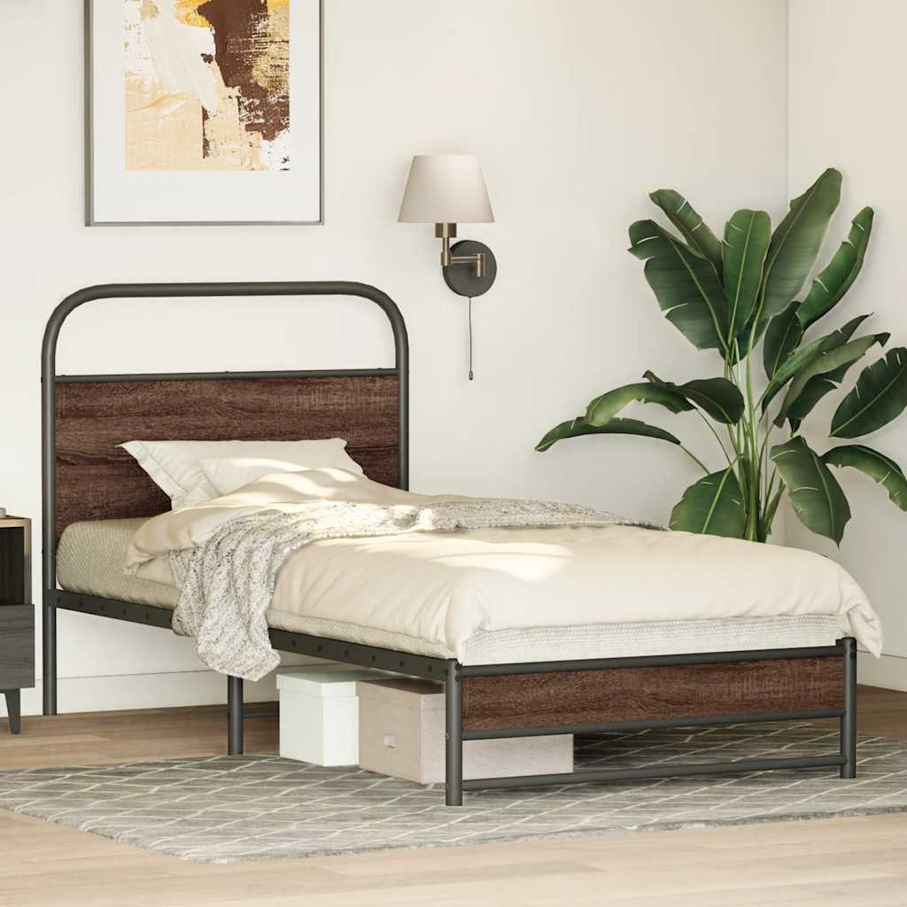 Cadre de lit sans matelas 107x203 cm chêne marron