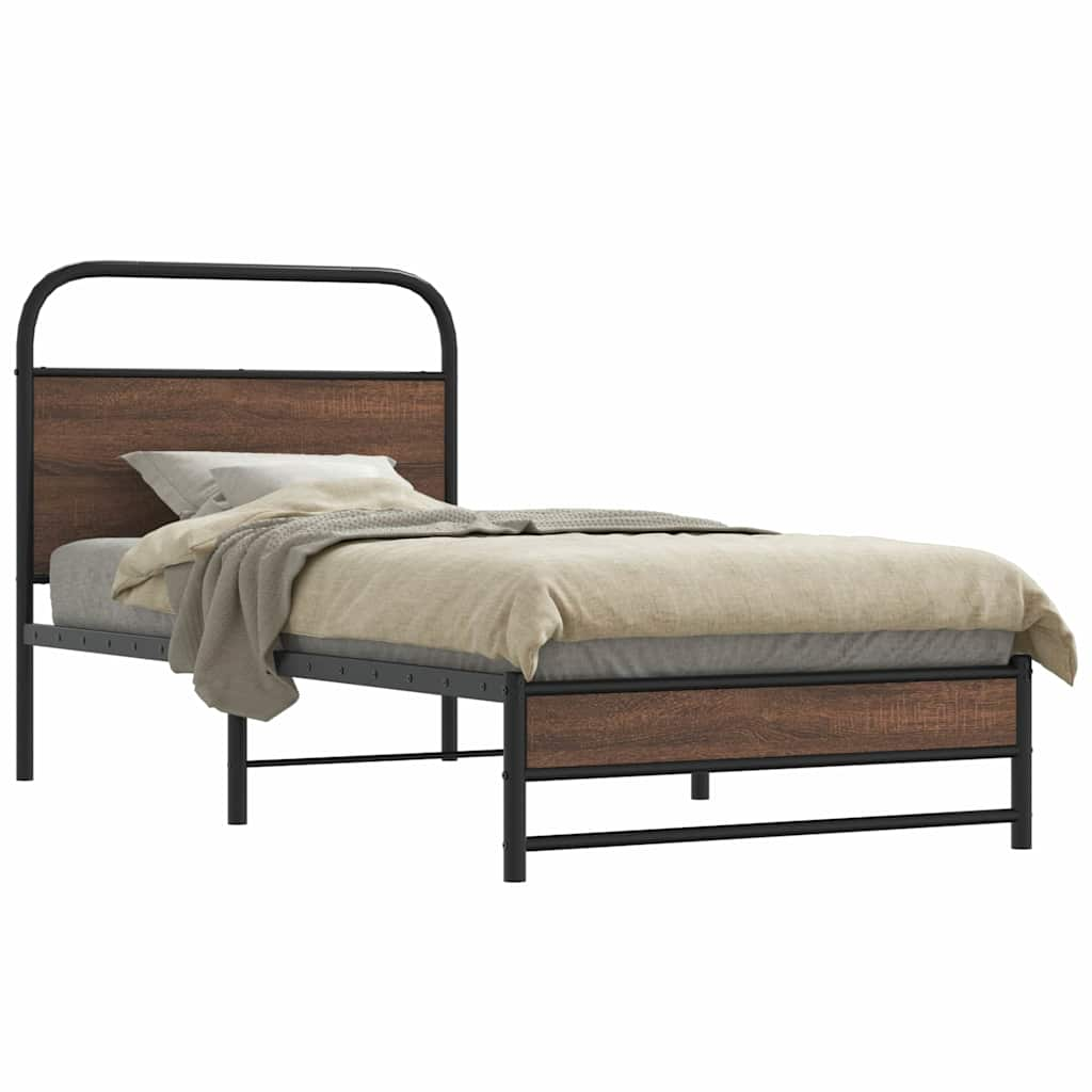 Cadre de lit sans matelas 107x203 cm chêne marron