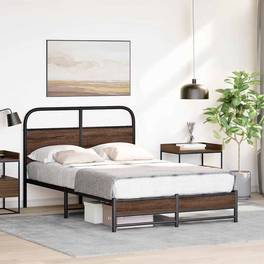 Bed frame without mattress 140x190 cm brown oak