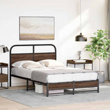 Bed frame without mattress 140x190 cm brown oak