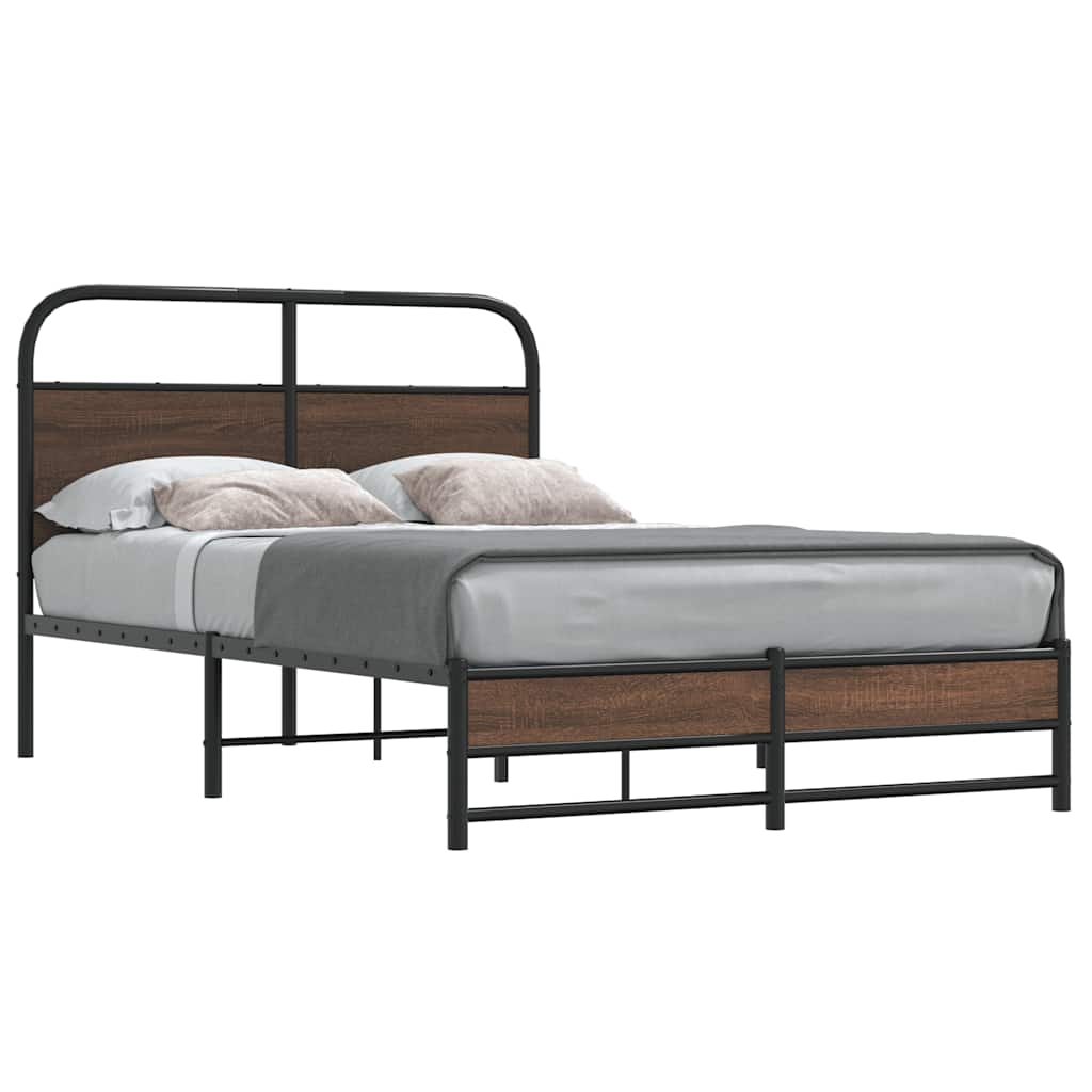 Bed frame without mattress 140x190 cm brown oak