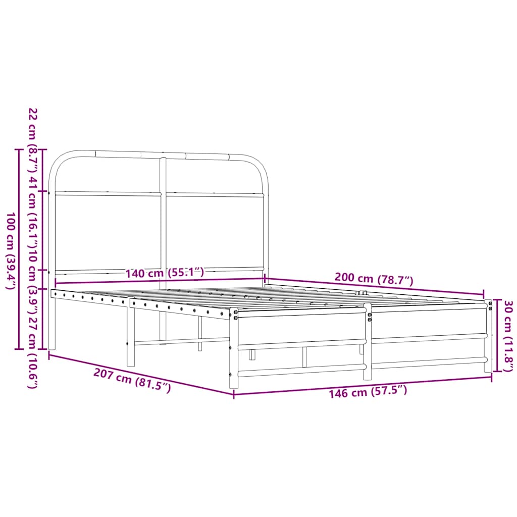 Cadre de lit sans matelas 140x200 cm chêne marron