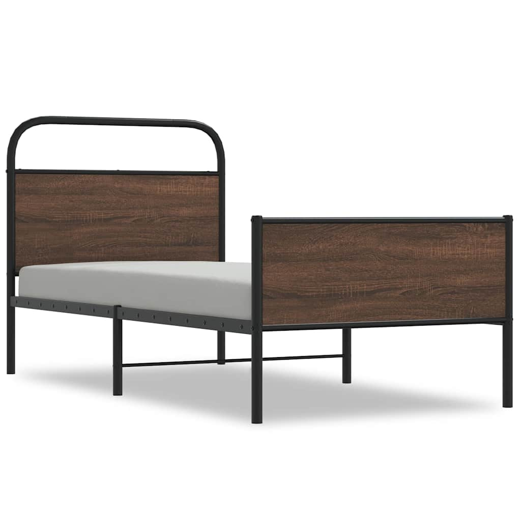 Cadre de lit sans matelas 90x190cm chêne marron bois ingénierie