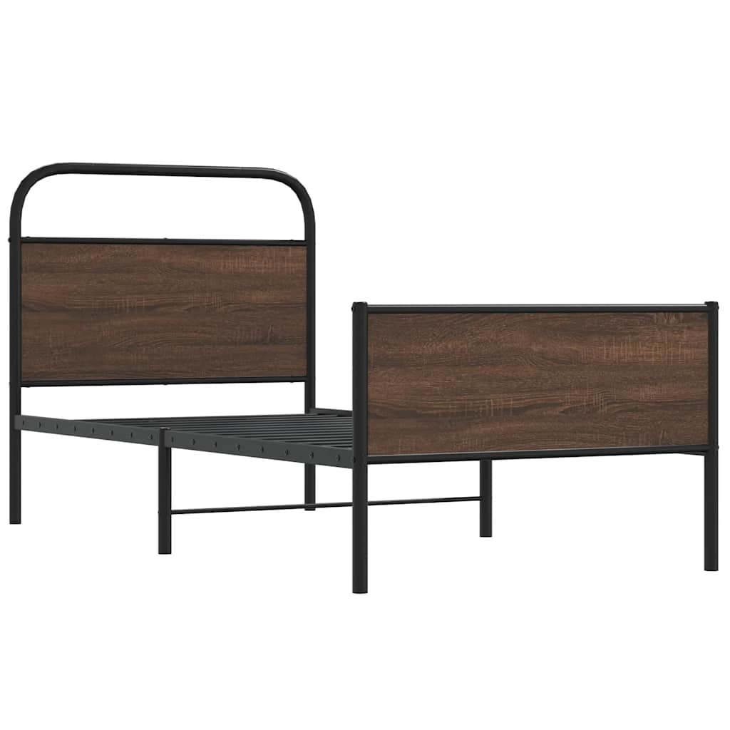 Cadre de lit sans matelas 90x190cm chêne marron bois ingénierie