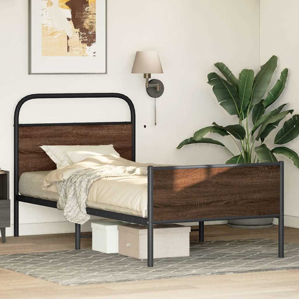 Cadre de lit sans matelas 90x190cm chêne marron bois ingénierie