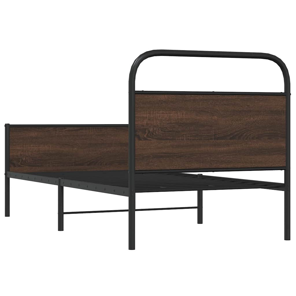 Cadre de lit sans matelas 90x190cm chêne marron bois ingénierie