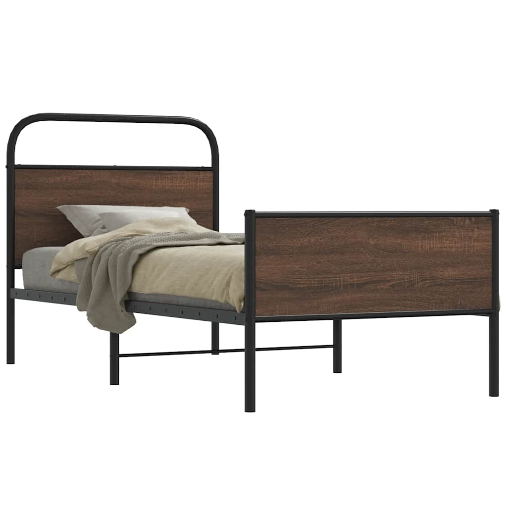 Cadre de lit sans matelas 90x190cm chêne marron bois ingénierie