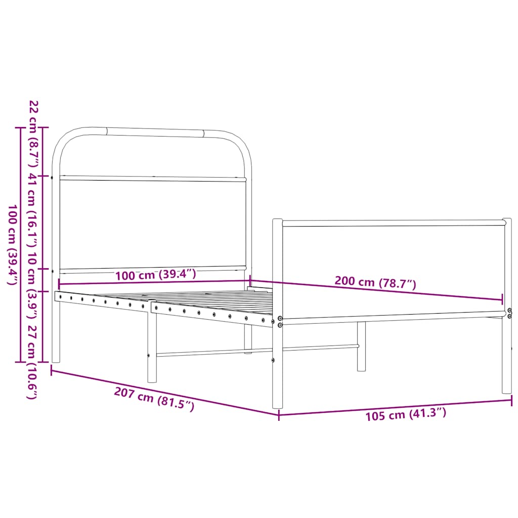 Cadre de lit sans matelas 100x200 cm chêne marron