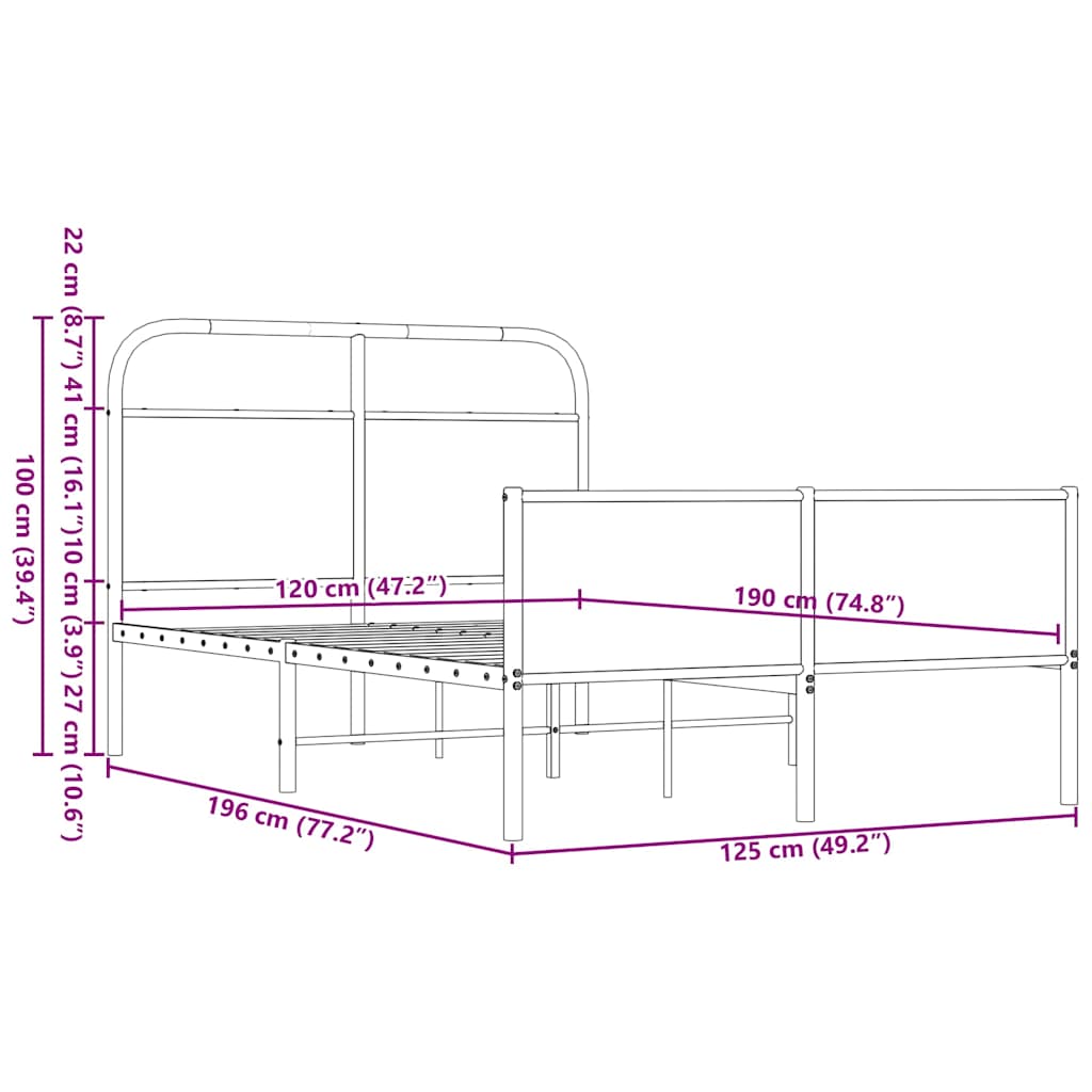 Cadre de lit sans matelas 120x190 cm chêne marron