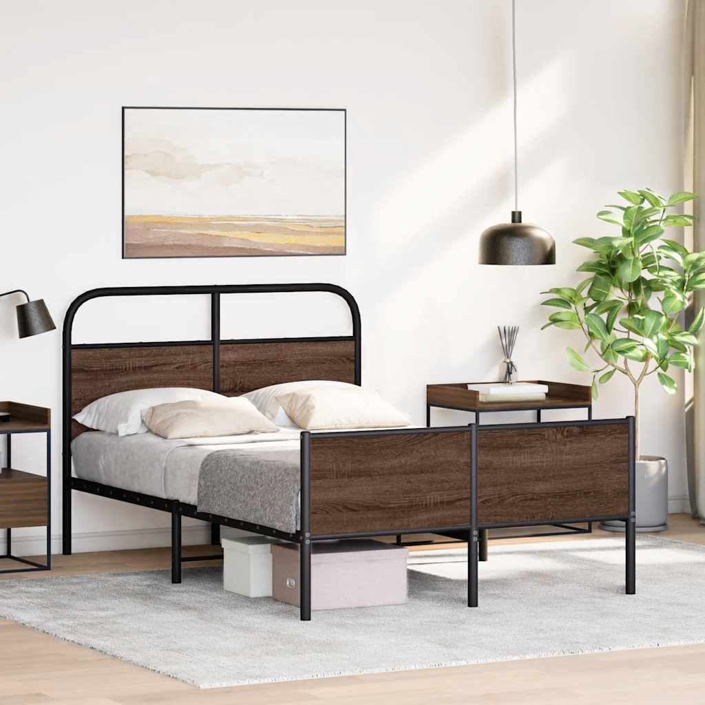 Cadre de lit sans matelas 135x190 cm chêne marron