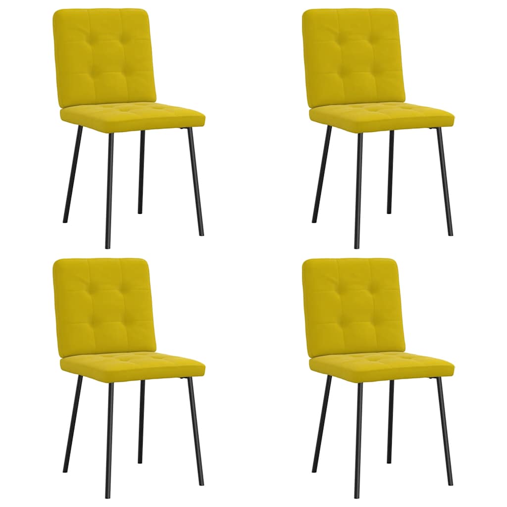 Chaises à manger lot de 4 jaune velours