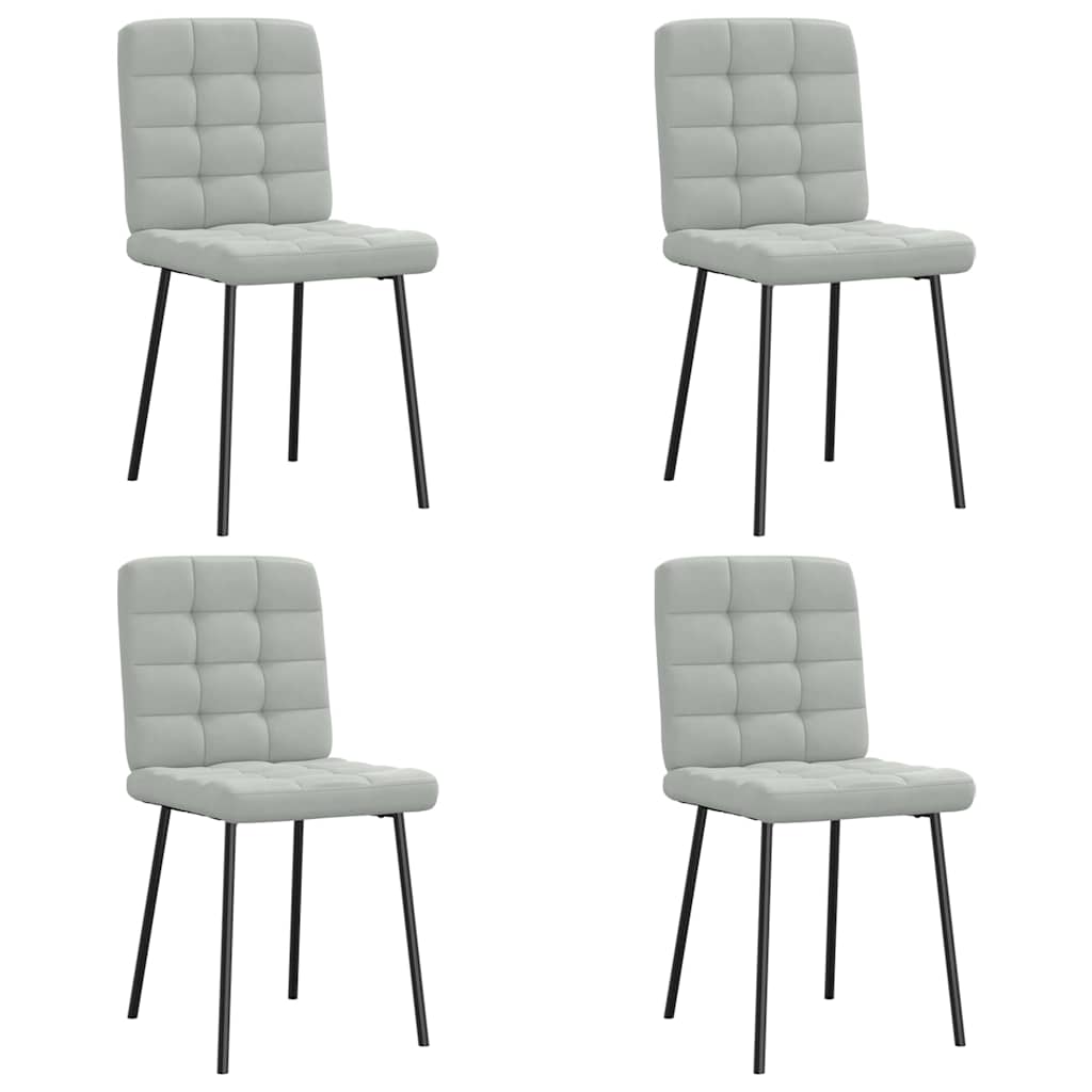 Dining chairs set of 4 Light grey Velvet