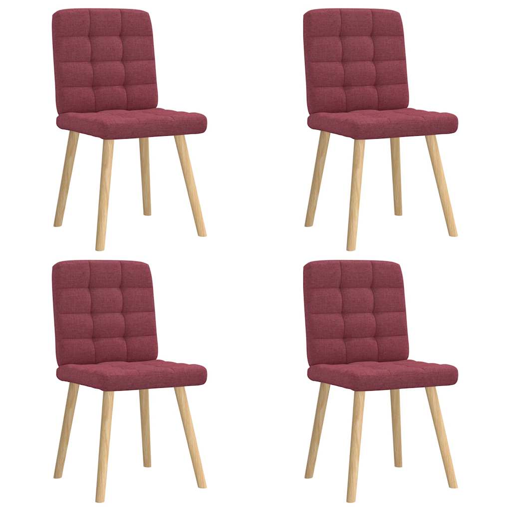 Chaises à manger lot de 4 rouge bordeaux tissu