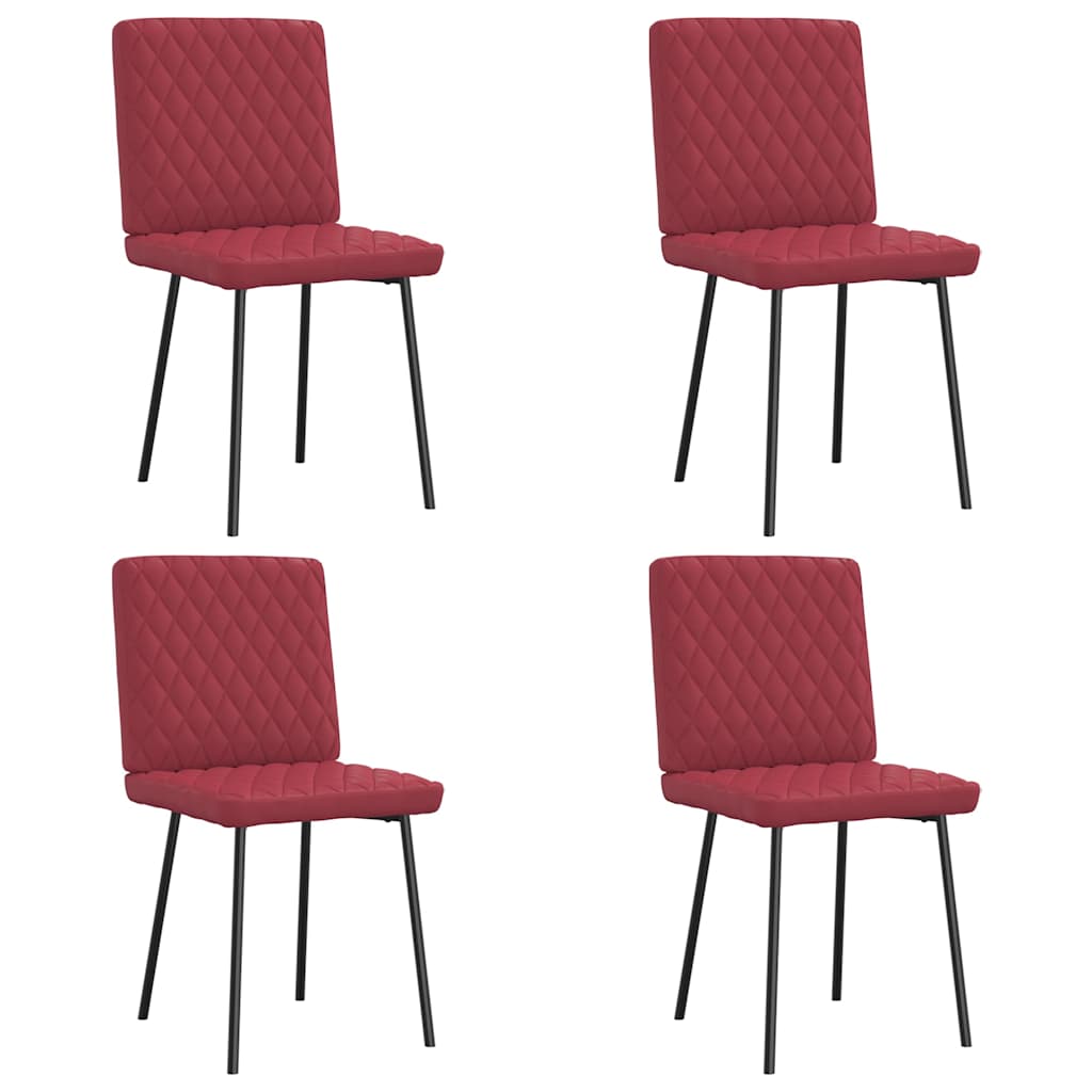 Dining chairs set of 4 burgundy red faux leather