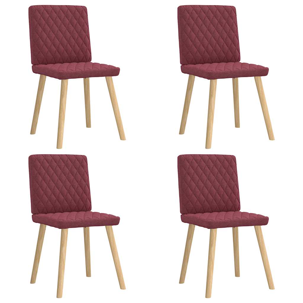 Chaises à manger lot de 4 rouge bordeaux tissu