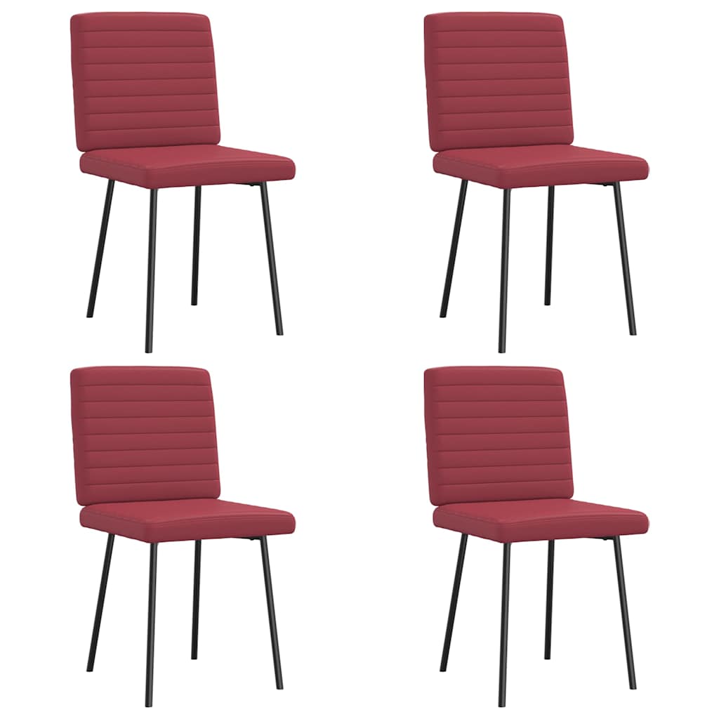 Dining chairs set of 4 burgundy red faux leather