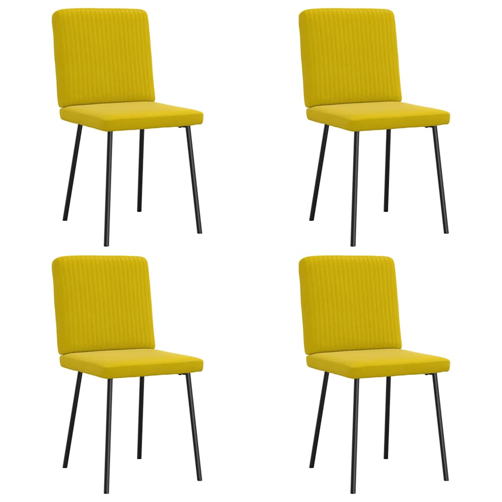 Chaises à manger lot de 4 jaune velours