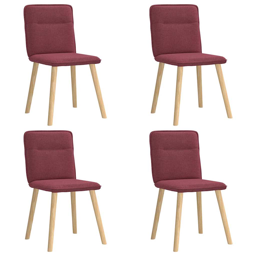 Chaises à manger lot de 4 rouge bordeaux tissu