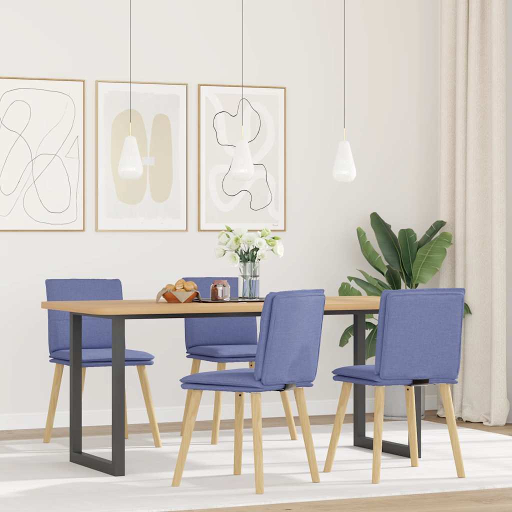 Dining chairs set of 4 blue denim fabric