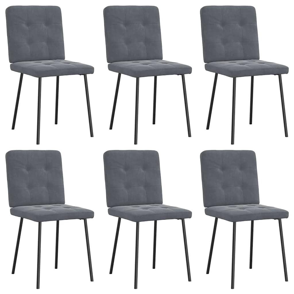 Chaises à manger lot de 6 gris foncé velours