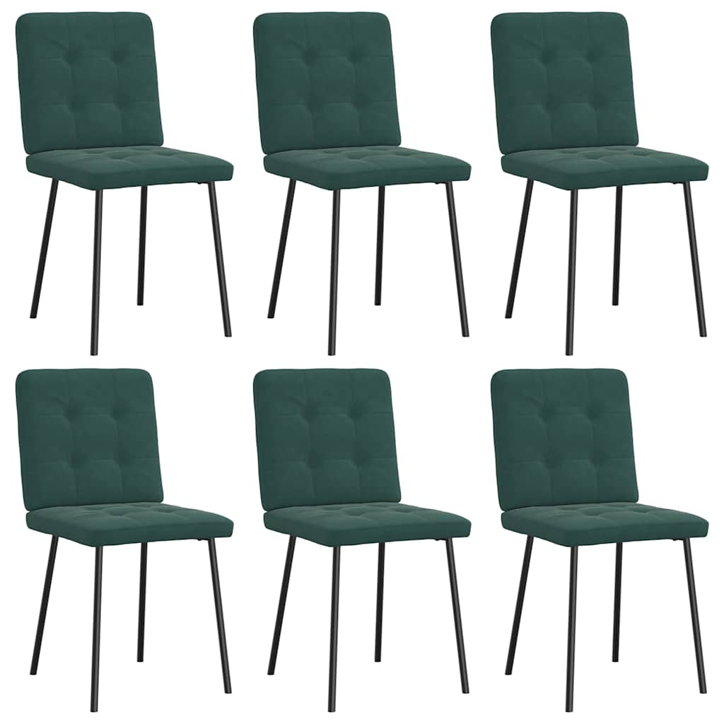 Chaises à manger lot de 6 vert foncé velours