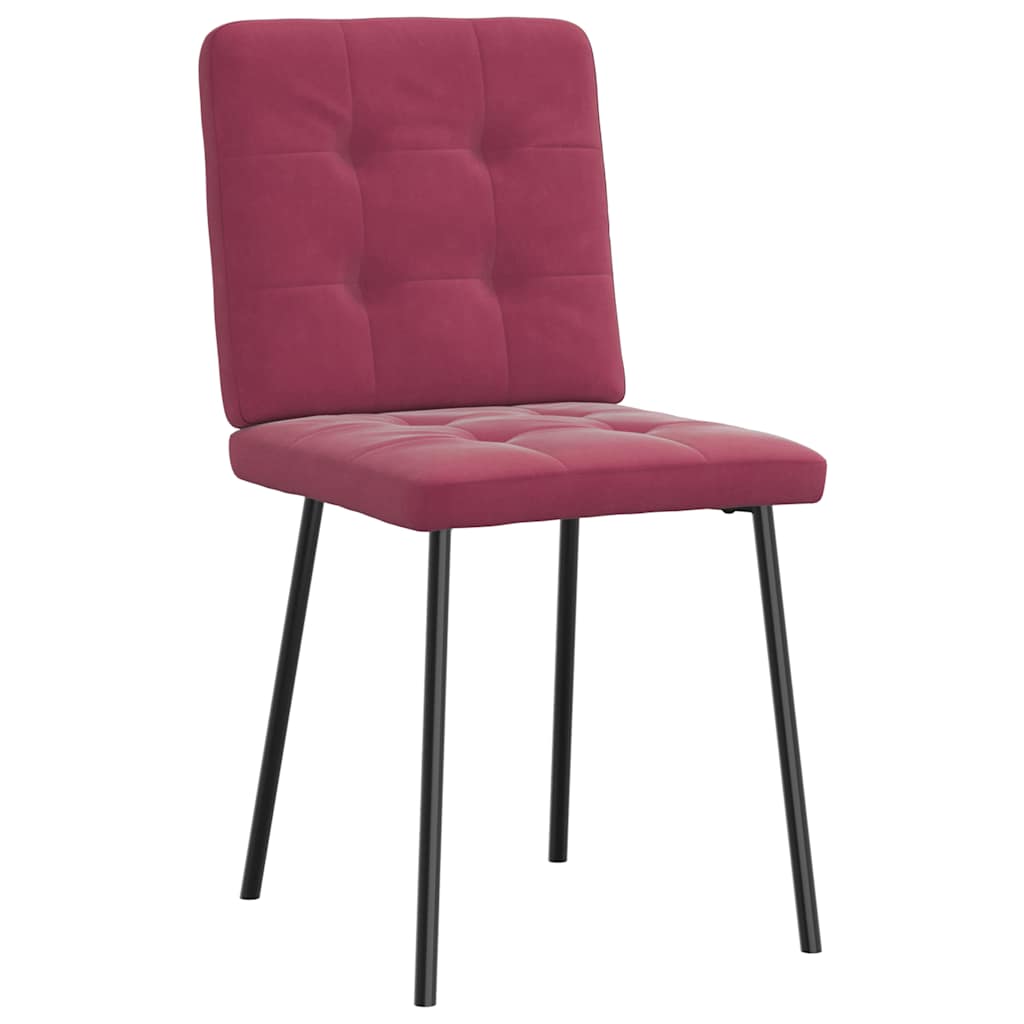 Chaises à manger lot de 6 rouge bordeaux velours