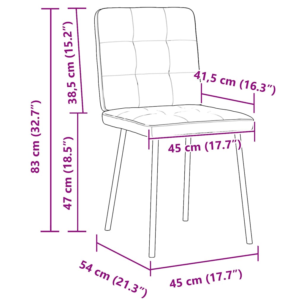 Chaises à manger lot de 6 crème velours