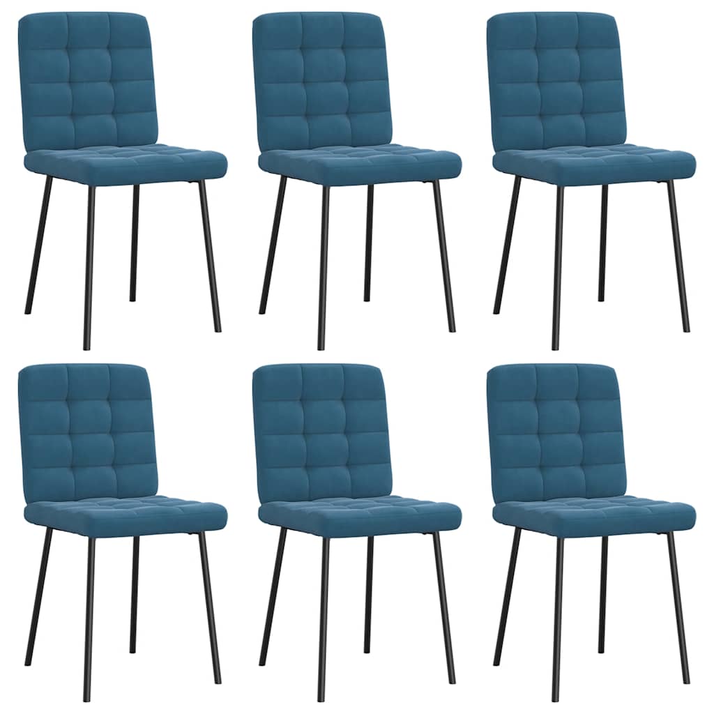 Chaises à manger lot de 6 bleu velours