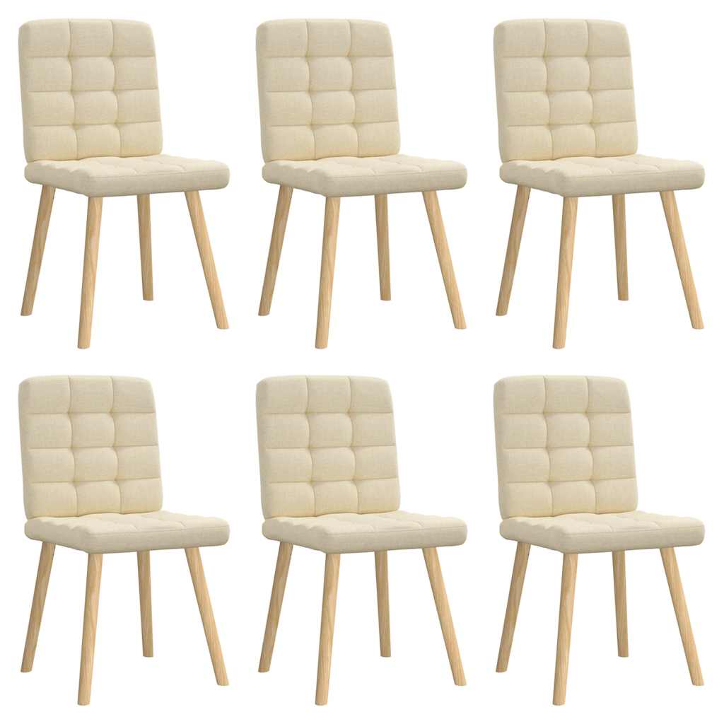 Dining chairs set of 6 cream fabric