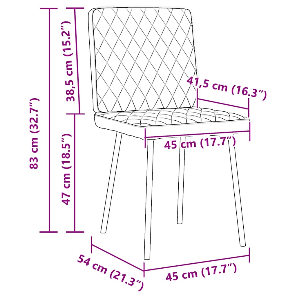 Chaises à manger lot de 6 marron velours